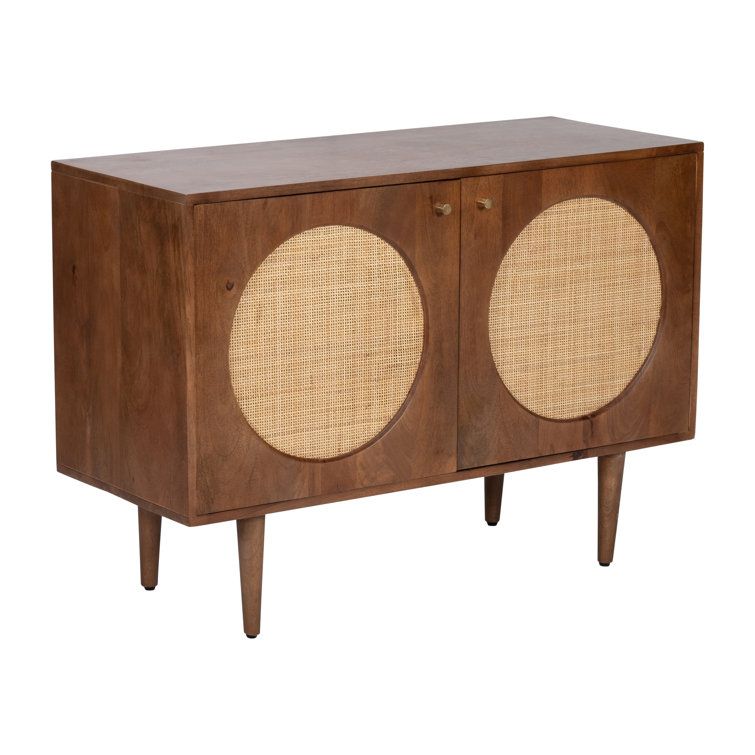 Farber 28"h Wood 2 Door Sideboard In Brown Finish With Mango Wood, Mdf And  Cane Construction As A Rustic And Stylish Console Cabinet | Allmodern Regarding Most Popular Brown Finished Wood Sideboards (View 3 of 15)