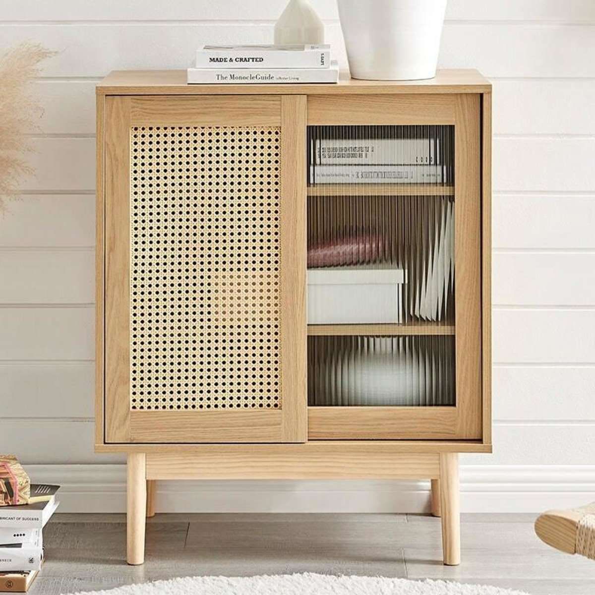 Furnic Rattan Buffet Sideboard Cabinet (natural) 1ea | Woolworths In Best And Newest Assembled Rattan Buffet Sideboards (View 2 of 15)
