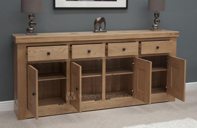 Hippo Oak 4 Door 4 Drawer Sideboard | Willoby's Furniture Co Pertaining To Latest 4 Door Sideboards (Photo 3 of 15)