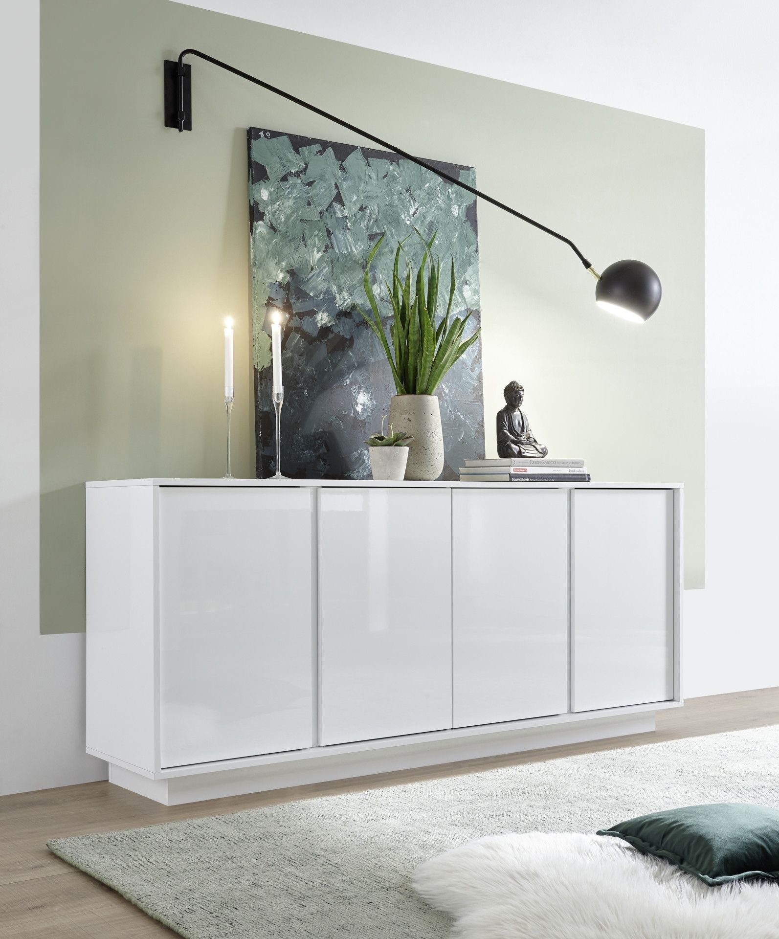 Ice 180cm Modern Sideboard In White Gloss – Sideboards (4513) – Sena Home  Furniture Regarding Newest White Sideboards For Living Room (View 9 of 15)