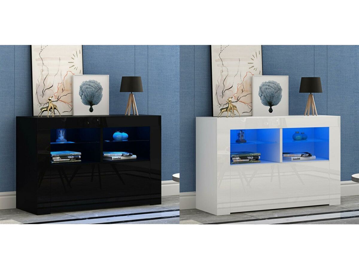 Living Room Set High Gloss Tv Unit Display Cabinet Cupboard Sideboards Led  Light | Ebay Pertaining To Latest Sideboards With Led Light (View 13 of 15)