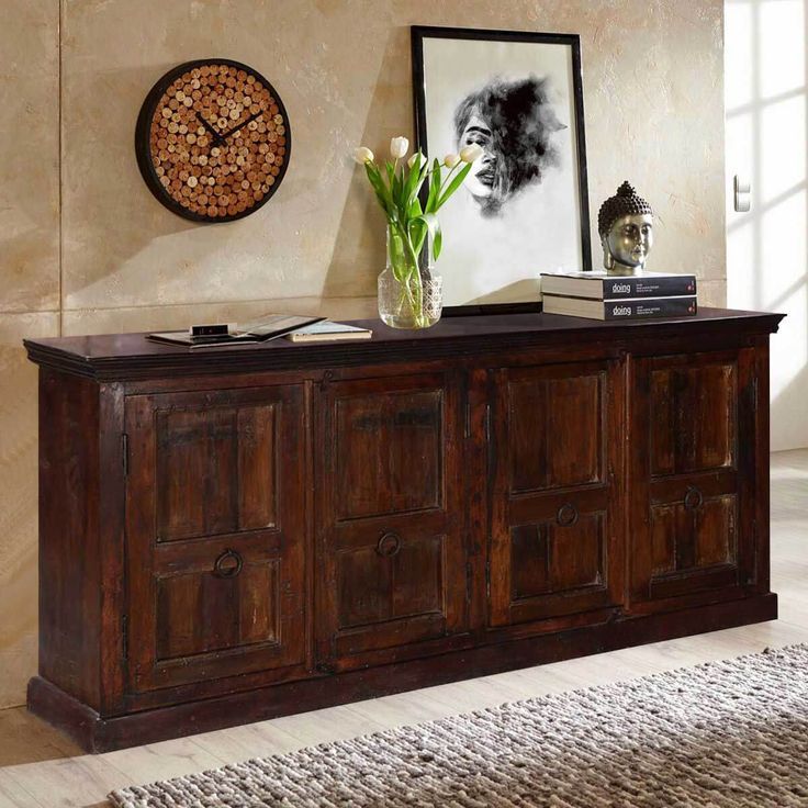 Logan Rustic Solid Wood 4 Shelf 4 Door Extra Long Buffet Cabinet | Gorgeous  Furniture, Buffet Cabinet, Table Linen Storage Pertaining To Recent Solid Wood Buffet Sideboards (Photo 6 of 15)