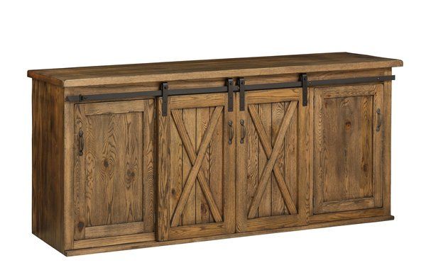 New England 74" Dining Buffet With Sliding Barn Doors From With Best And Newest Sideboards Double Barn Door Buffet (View 6 of 15)