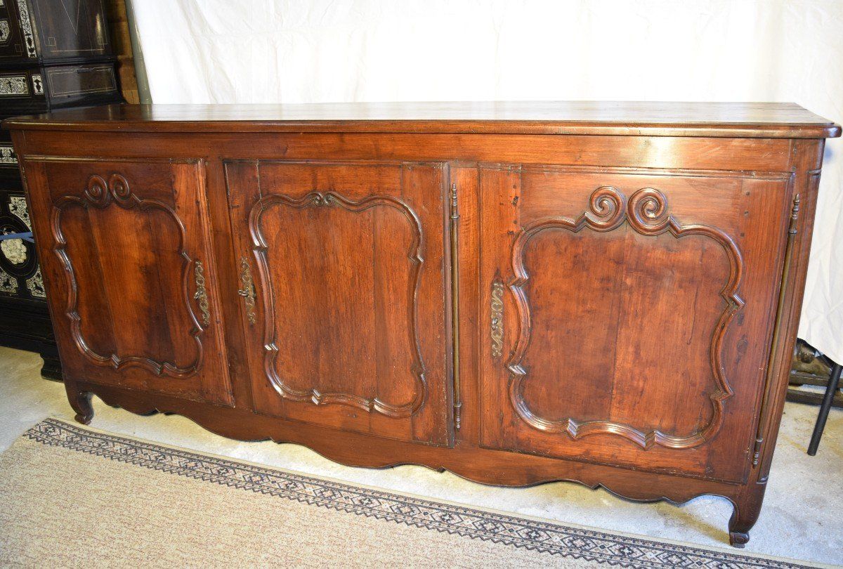 Proantic: Sideboard 3 Doors Louis Xv Style, Oak And Fruitwood (View 7 of 15)