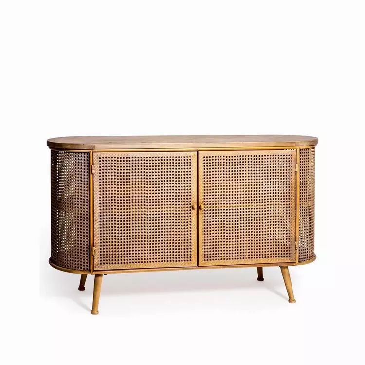 Rustic Metal Rattan Low Sideboard | | Pattens Furniture Intended For Most Up To Date Assembled Rattan Sideboards (Photo 14 of 15)