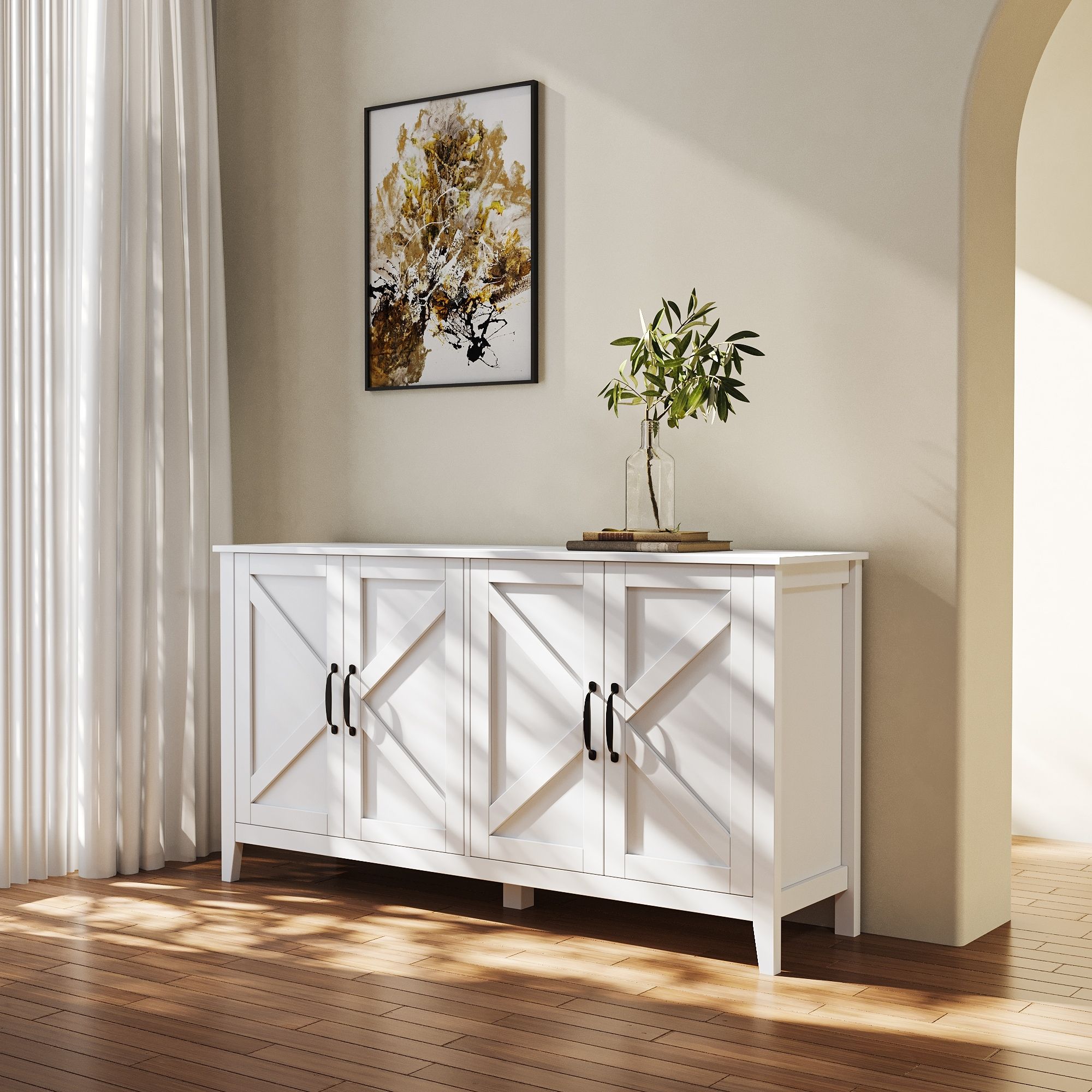 Sideboard Storage Entryway Floor Cabinet With 4 Shelves – Bed Bath & Beyond  – 37068169 Inside 2018 Sideboards For Entryway (Photo 7 of 15)