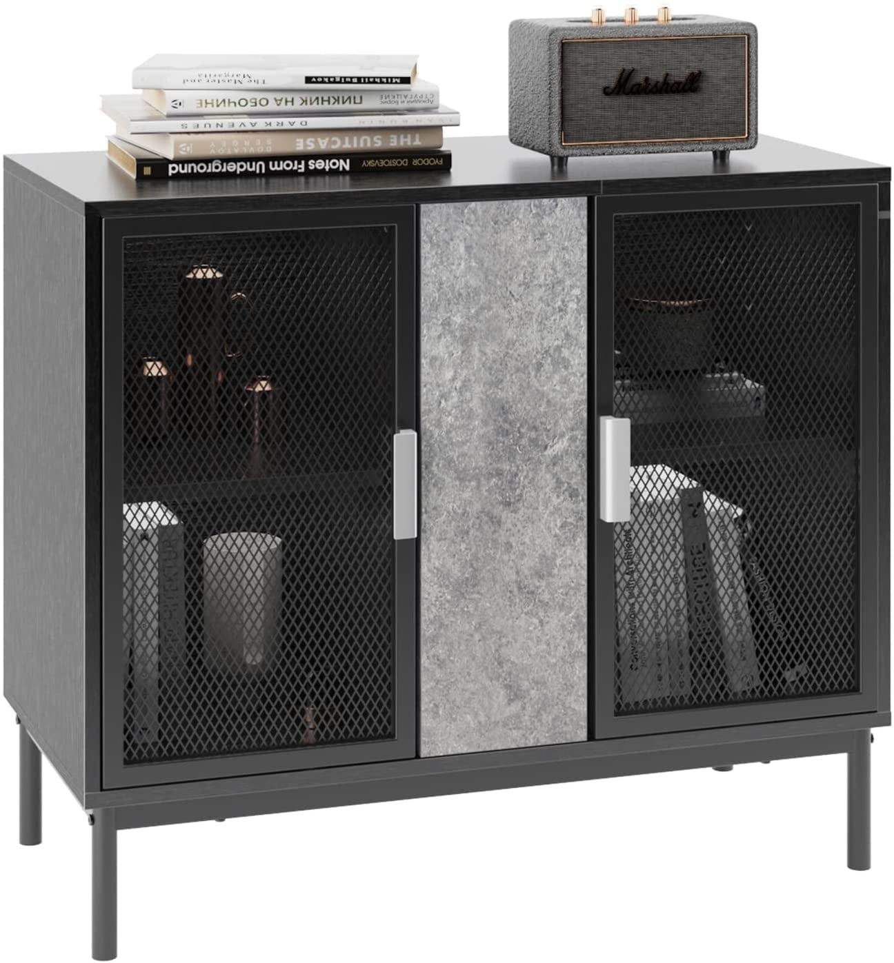 Soges Accent Storage Cabinet With 2 Metal Mesh Doors,  (View 5 of 15)