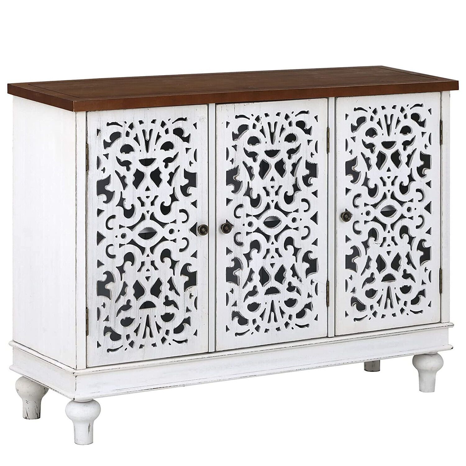 Storage Cabinet With 3 Doors Buffet Sideboard Retro Decorative Accent  Cabinet | Inox Wind Inside Most Current 3 Doors Sideboards Storage Cabinet (View 7 of 15)