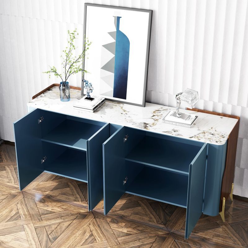 Stylish 71 Modern Luxe Cabinet With 4 Doors | Free Shipping Intended For Most Recently Released Navy Blue Sideboards (View 8 of 15)