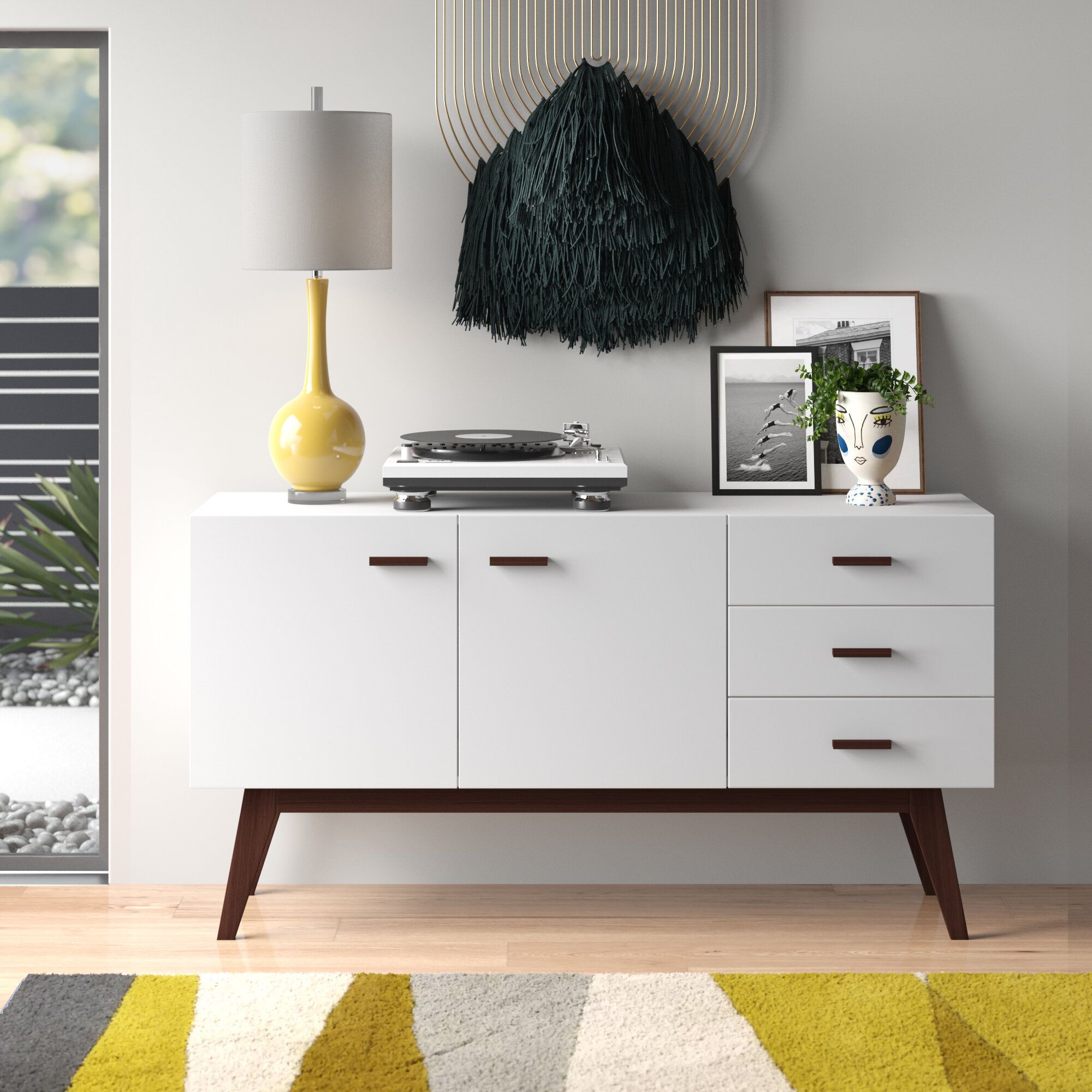 Wade Logan® Anyanka 55'' Sideboard & Reviews | Wayfair Pertaining To Most Recently Released Mid Century Modern White Sideboards (View 8 of 15)