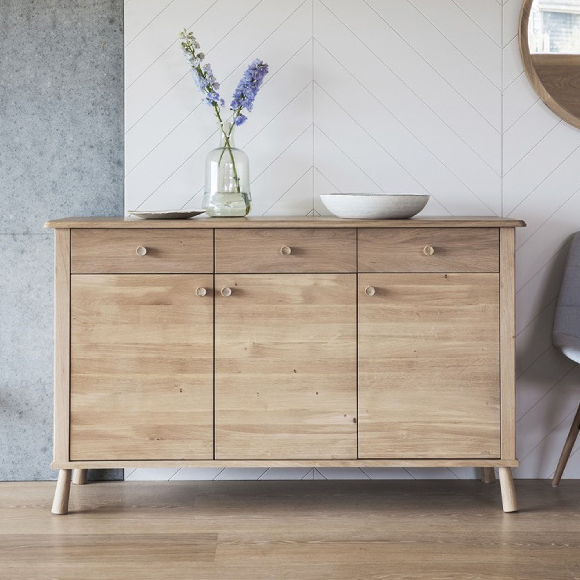 Wycombe 3 Door 3 Drawer Sideboard | Wooden Sideboards With Storage Intended For Best And Newest Sideboards With 3 Doors (Photo 11 of 15)