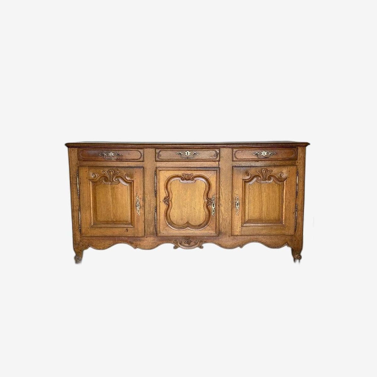 Xviith Oak Sideboard 3 Doors 3 Drawers Louis Xv Bigornal Feet L930 Classic  Natural – Sold For Recent Antique Storage Sideboards With Doors (Photo 14 of 15)