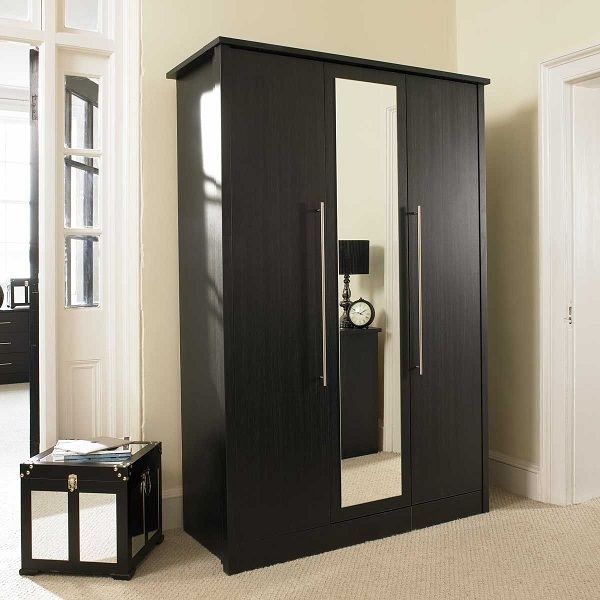 10 Best Black Wardrobe Designs With Pictures In India | Penyimpanan Pertaining To Black Wood Wardrobes (Photo 14 of 15)