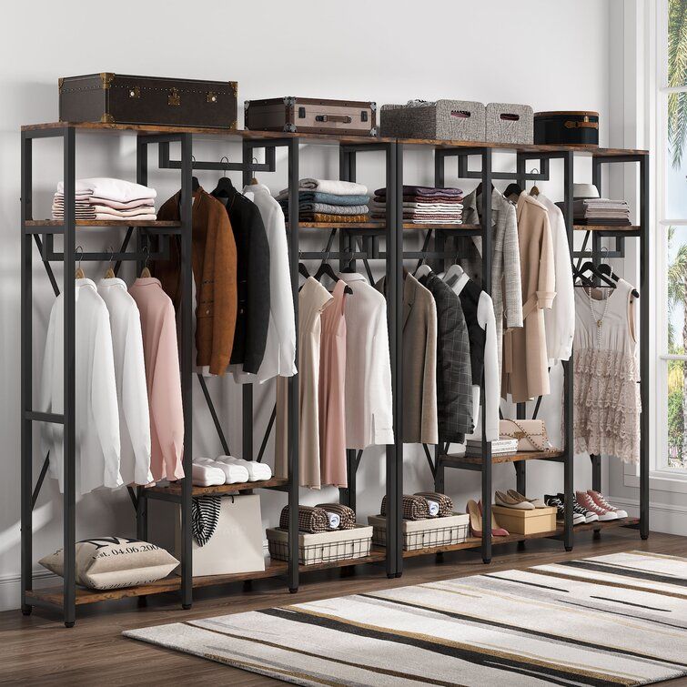 17 Stories Gambrill 59.05'' Closet System & Reviews – Wayfair Canada Intended For Hanging Closet Organizer Wardrobes (Photo 10 of 15)