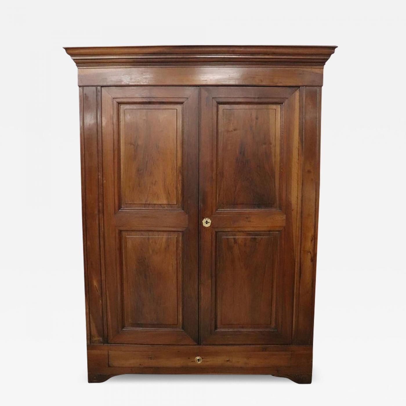 19th Century Italian Charles X Solid Walnut Antique Wardrobe Or Armoire Within Antique Style Wardrobes (View 10 of 15)