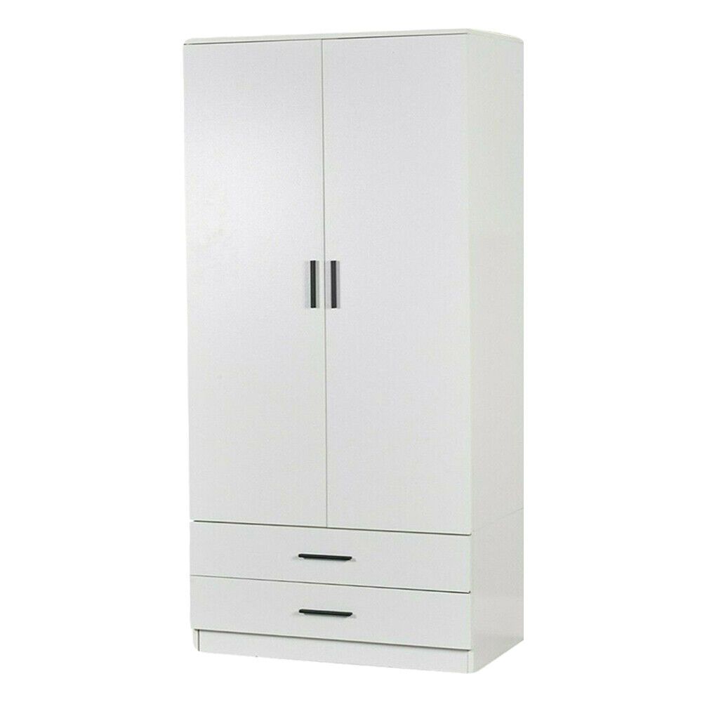 2 Door Double Wardrobe Cupboard Storage Bedroom Furniture With 2 Large  Drawer Wt | Ebay Pertaining To Double Wardrobes (View 3 of 15)