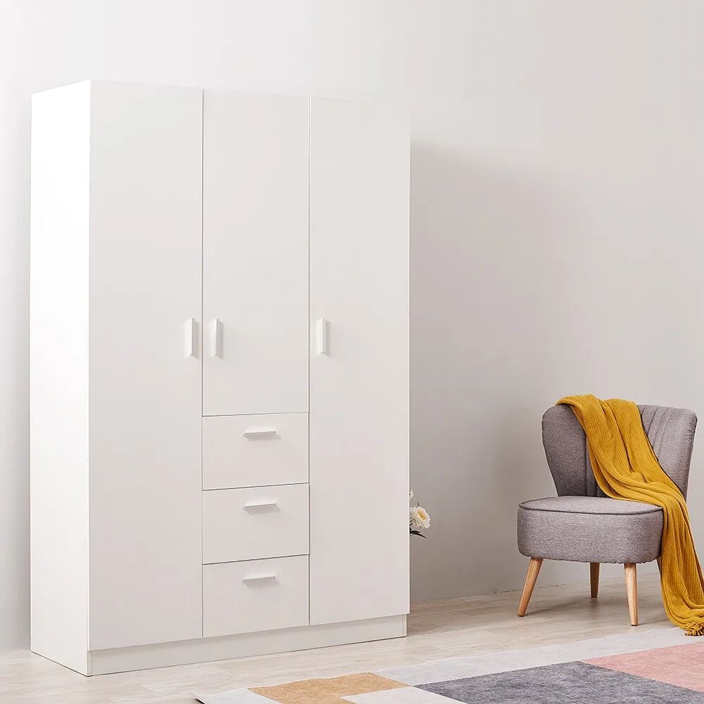 3 Door 3 Drawer Soft Close Wardrobe – Modern Bedroom Furniture White Color  Uk | Ebay Inside 3 Door White Wardrobes With Drawers (View 7 of 15)