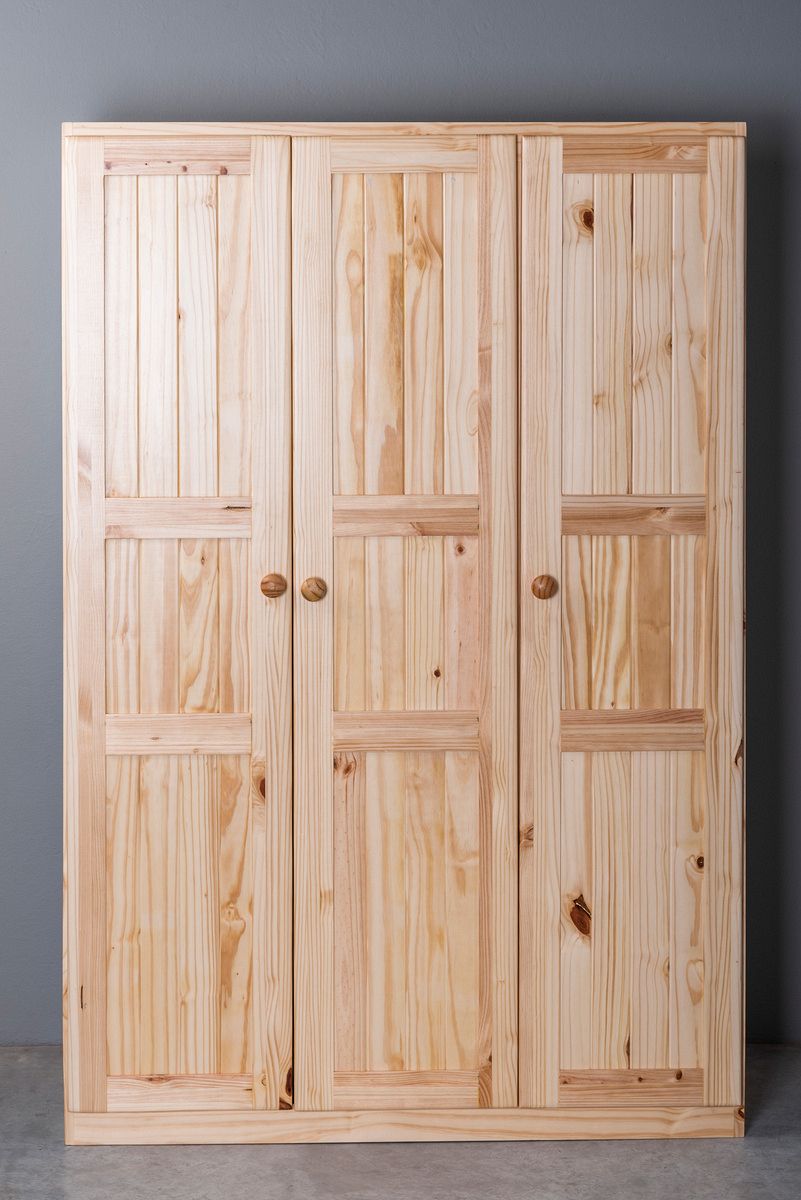 3 Door Wardrobe – Clear Pine | Aberdeens Pertaining To Natural Pine Wardrobes (Photo 9 of 15)