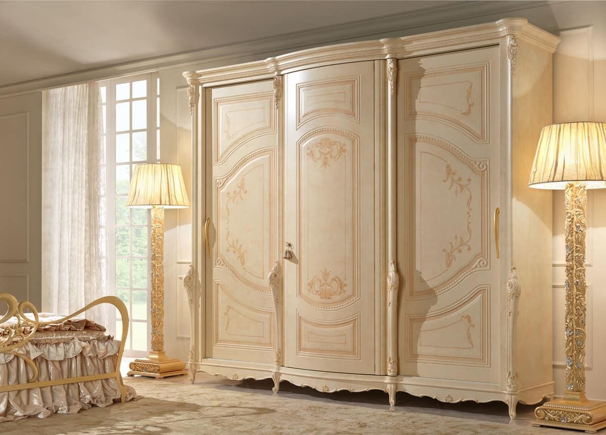 3 Door Wardrobe, Hand Painting, In Classic Style | Idfdesign Pertaining To Baroque Wardrobes (View 14 of 15)