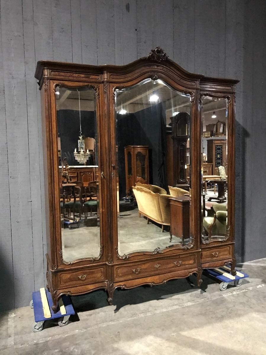 3 Doors Rosewood Louis Xv French Armoire – Armoire – Search Results –  European Antiques & Decorative Pertaining To 3 Door French Wardrobes (Photo 15 of 15)