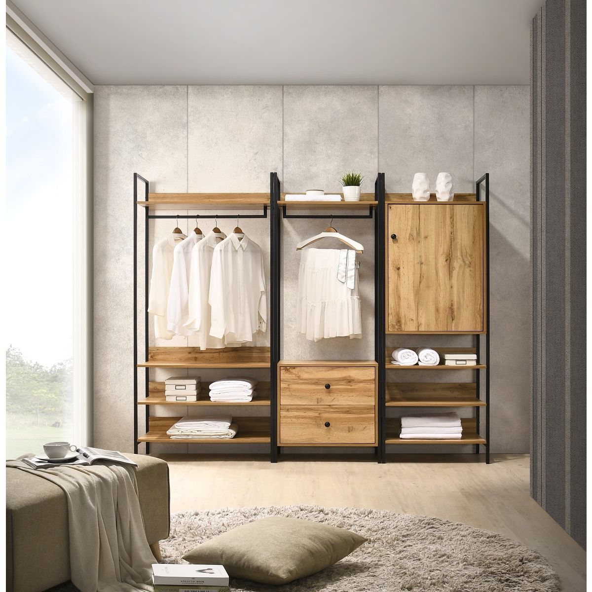 3 Piece Bedroom Furniture Set Open Wardrobes Throughout Wardrobes And Chest Of Drawers Combined (View 13 of 15)