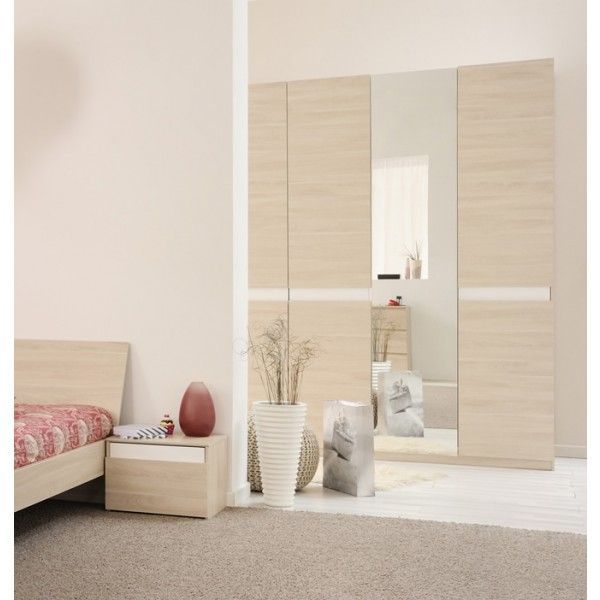 4 Door Wardrobe | 1 Mirrored Door | Sesame Oak Finish | Furniture, 4 Door  Wardrobe, Wardrobe Armoire Throughout Oak Mirrored Wardrobes (Photo 12 of 15)