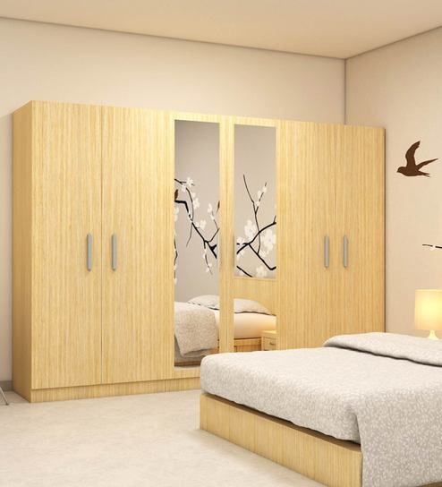 6 Doors Wardrobe In Maldau Acacia Light Finish | Rawat Furniture For 6 Doors Wardrobes (View 3 of 15)