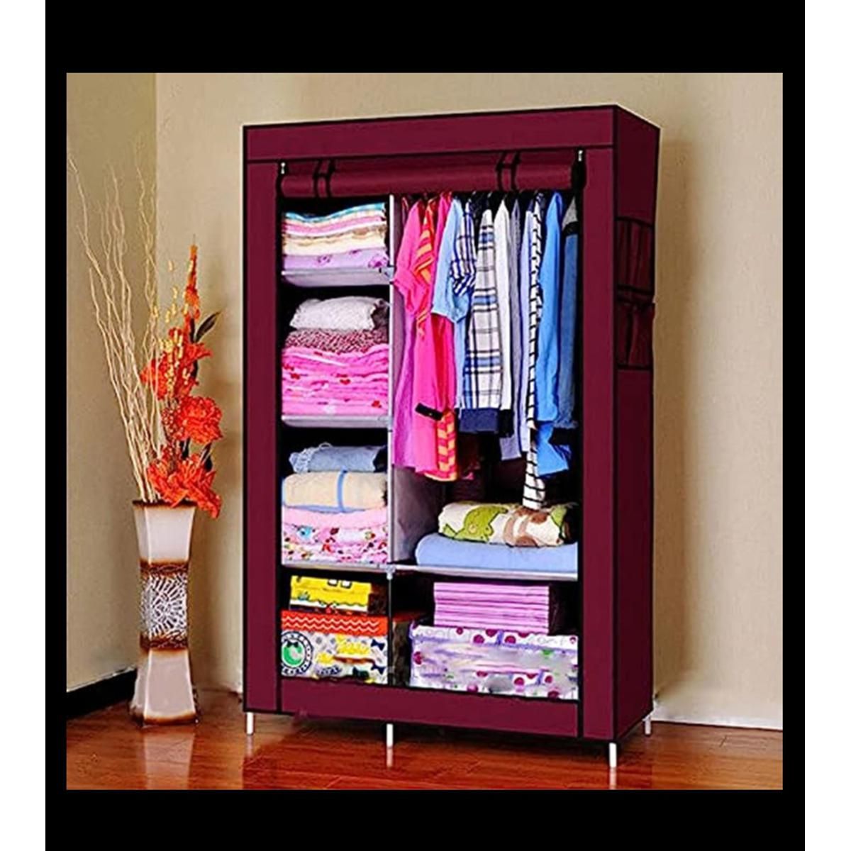 6 Shelves Non Woven Combination Wardrobe Clothes Storage Rack Inside 6 Shelf Non Woven Wardrobes (View 9 of 15)