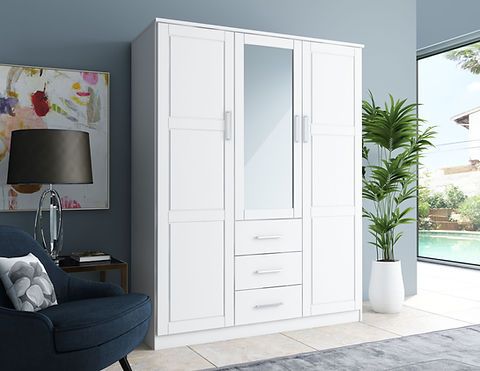 7111 – 100% Solid Wood Cosmo Wardrobe Armoire With Mirrored Door, White |  Palace Imports Within White Wardrobes Armoire (View 4 of 15)