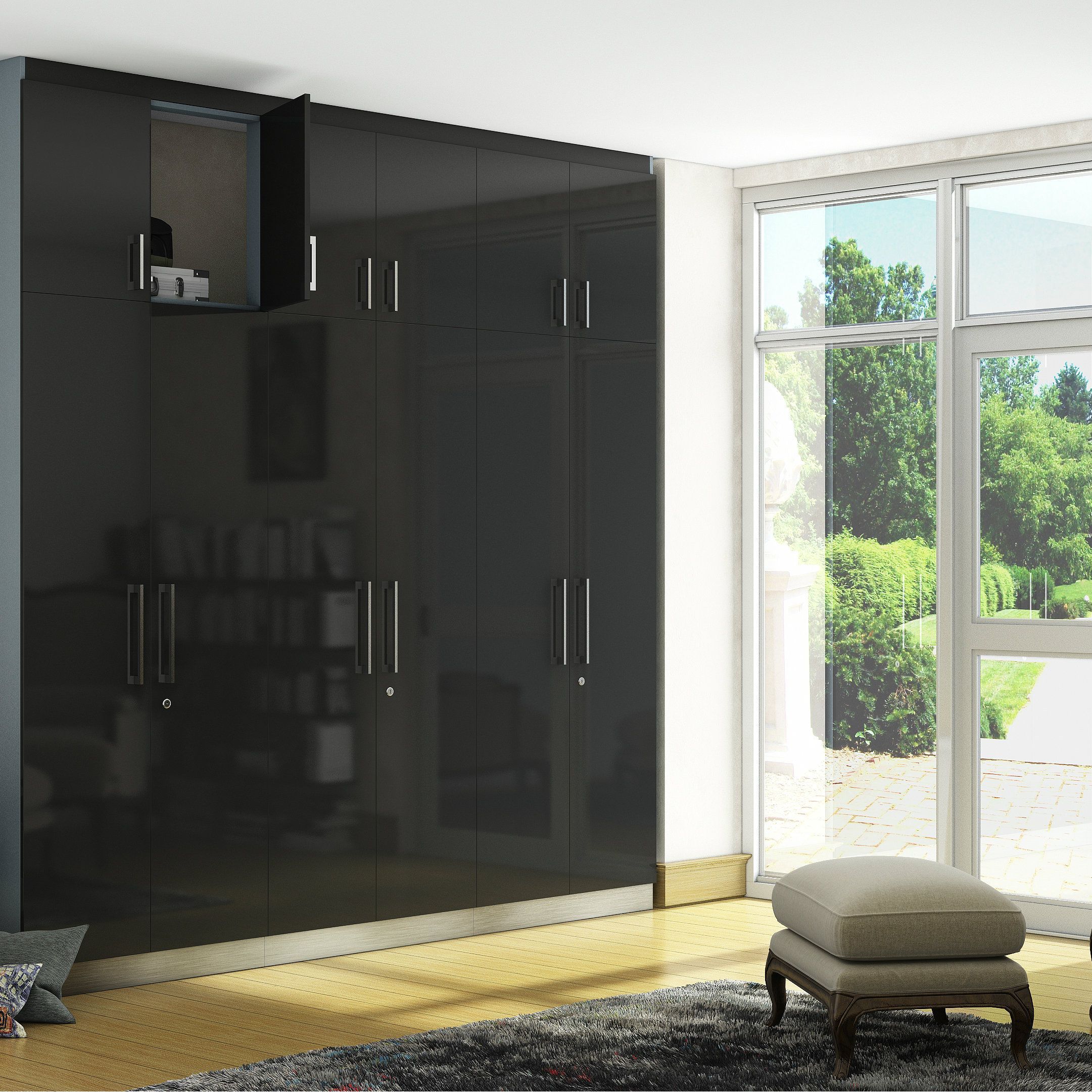 A Glossy Black Wardrobe That Is Every Bit As Impressive And Functional |  Wardrobe Design, Furniture Design, Grey Wardrobe Regarding Black Gloss Wardrobes (View 3 of 15)