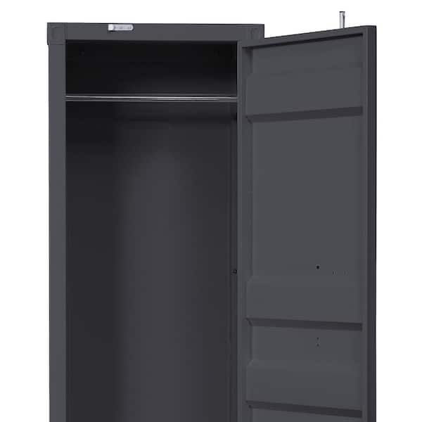 Acme Furniture Cargo Gunmetal Metal Frame Armoire 67 In. X 22 In. X 20 In.  35926 – The Home Depot Inside Black Single Door Wardrobes (Photo 7 of 15)