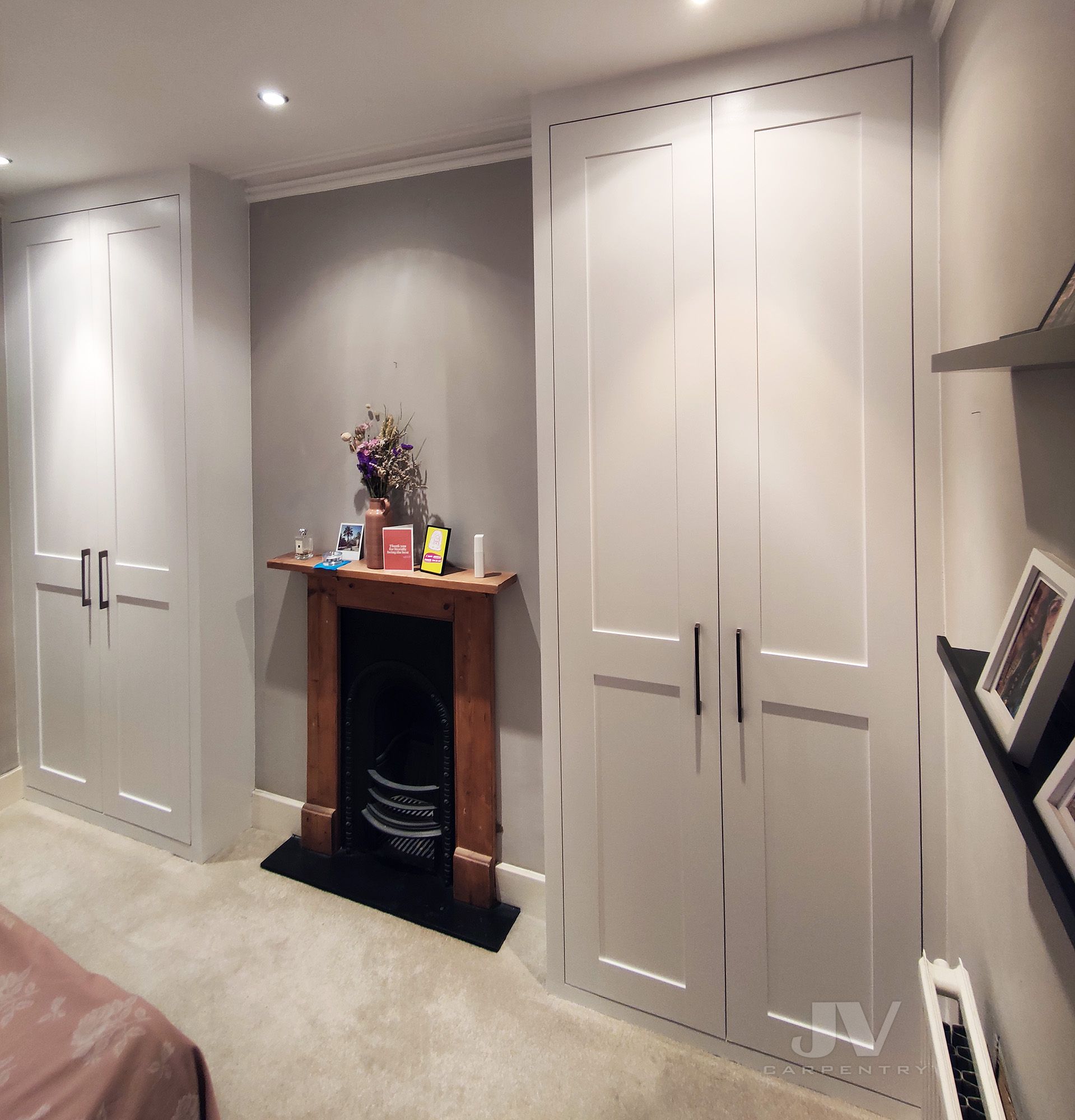 Alcove Wardrobes On Either Side Of The Chimney | London | Jv Carpentry Throughout Alcove Wardrobes (View 5 of 15)