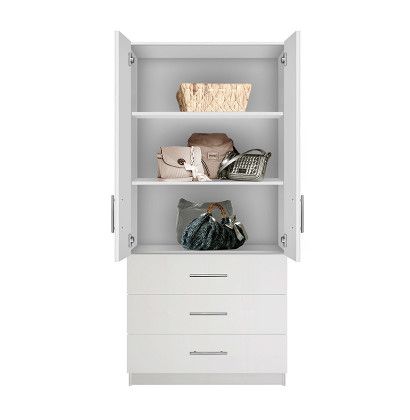 Alta 3 Drawer Armoire With Full Width Shelves | Contempo Space Intended For Drawers And Shelves For Wardrobes (Photo 10 of 15)