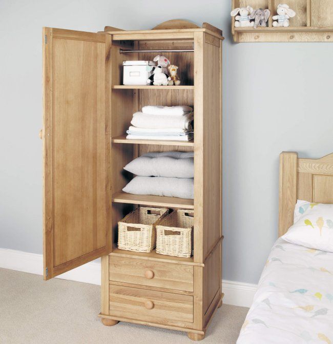 Amelie Oak Childrens Single Wardrobe | Mobel Oak Throughout Single Wardrobes With Drawers And Shelves (View 2 of 15)