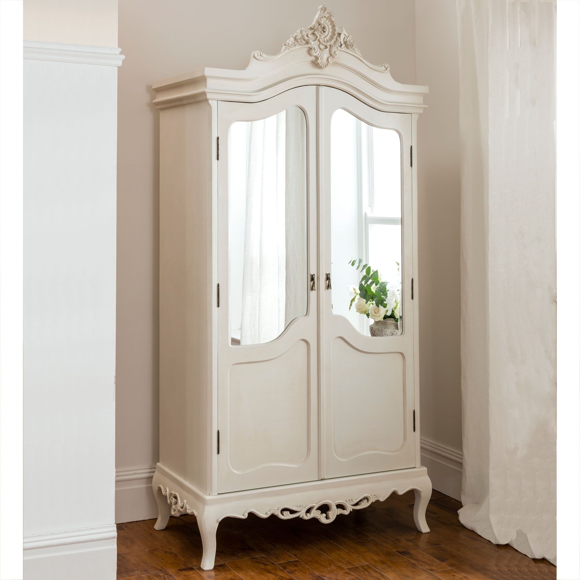 Annaelle Antique French Wardrobe Intended For French White Wardrobes (Photo 4 of 15)