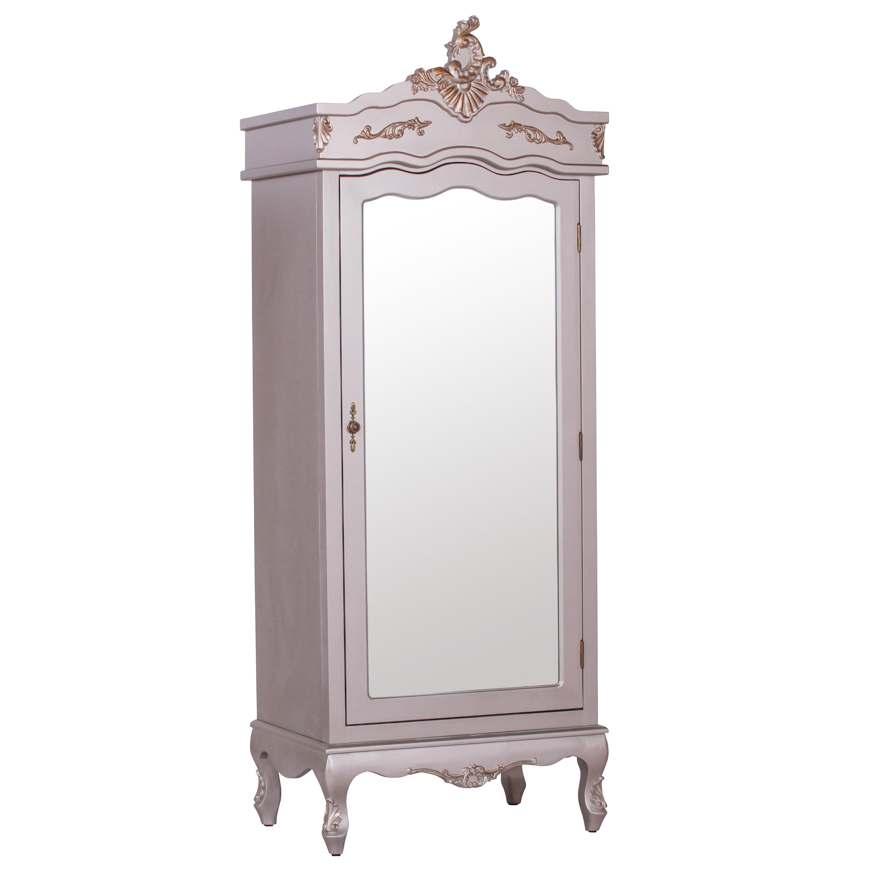 Antique French Style Full Mirror Single Door Armoire Wardrobe – Etsy Uk Throughout Single French Wardrobes (View 11 of 15)