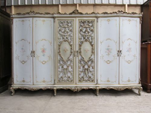 Antique Italian Rococo Hand Painted Large Serpentine Wardrobe 10ft Long  C1950 | 220866 | Www.castleforgeantiques.co (View 12 of 15)