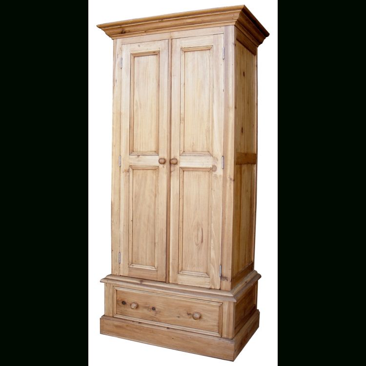 Antique Pine Single Wardrobe With Drawer For Single Pine Wardrobes (Photo 4 of 15)
