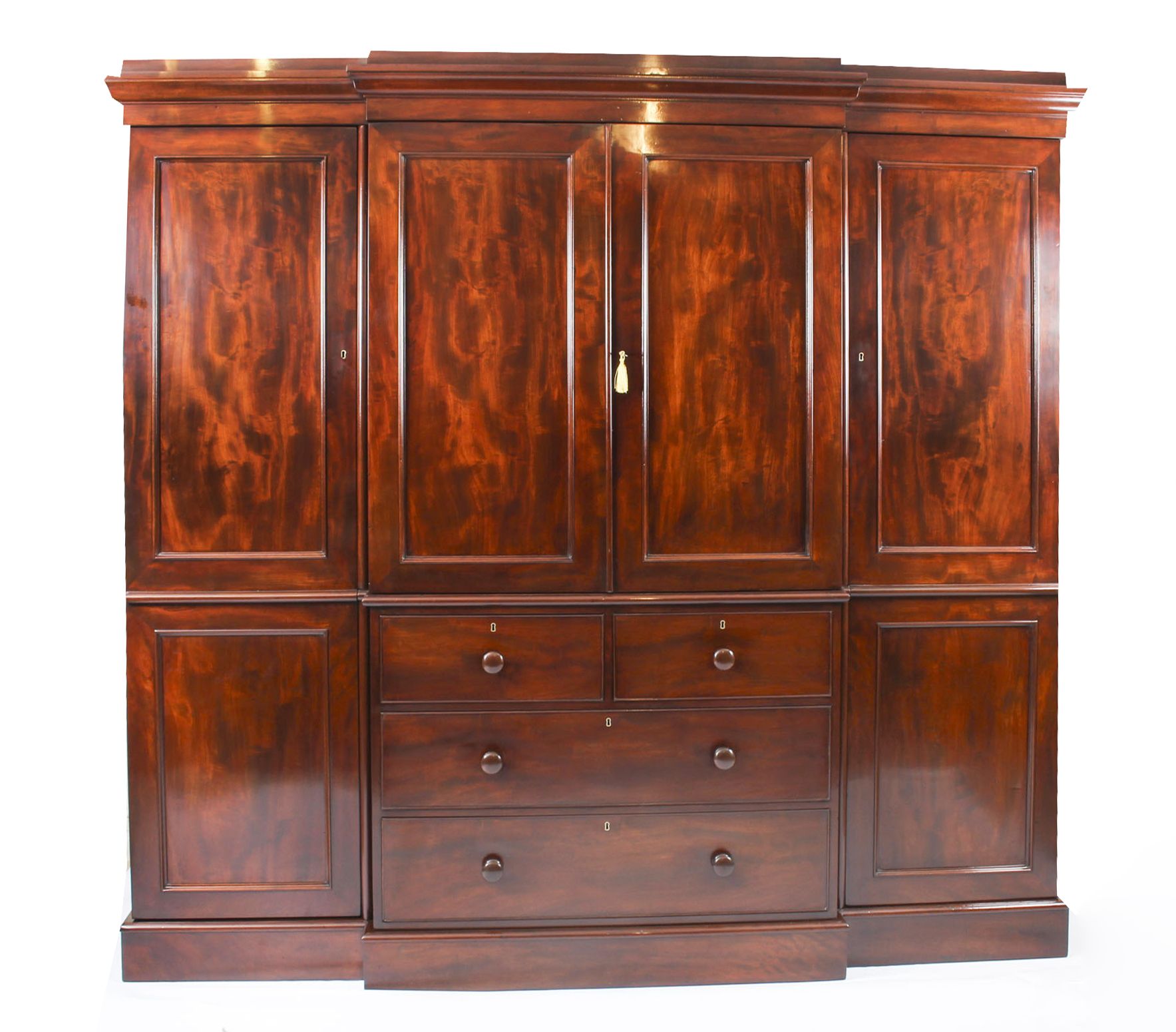 Antique Regency Flame | Ref. No. 09617 | Regent Antiques With Regard To Mahogany Breakfront Wardrobes (Photo 7 of 15)