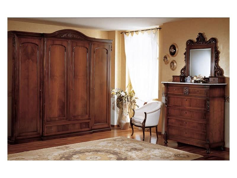 Antique Style Wardrobe, With 4 Doors, For Bedroom | Idfdesign With Regard To Old Fashioned Wardrobes (View 11 of 15)