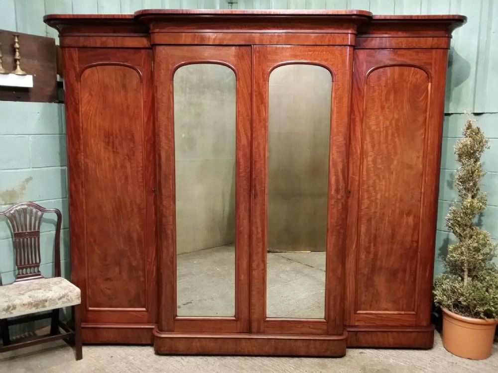 Antique Victorian Mahogany Breakfront Wardrobe Compactum C1880 | 365212 |  Www.castleforgeantiques.co (View 5 of 15)