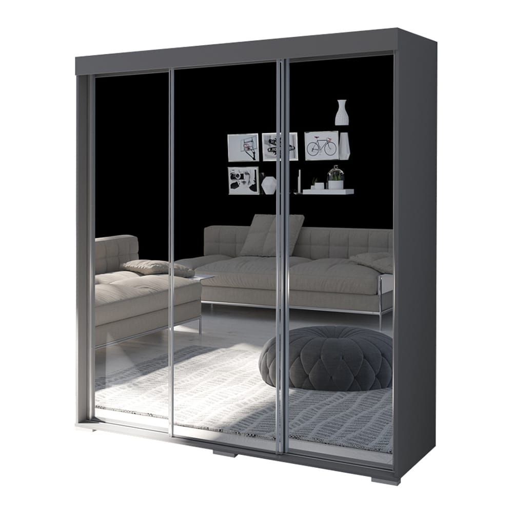 Aria 3 Door 71" Modern Wardrobe W/all Mirror Frontsmeble Furniture For Three Door Mirrored Wardrobes (Photo 14 of 15)