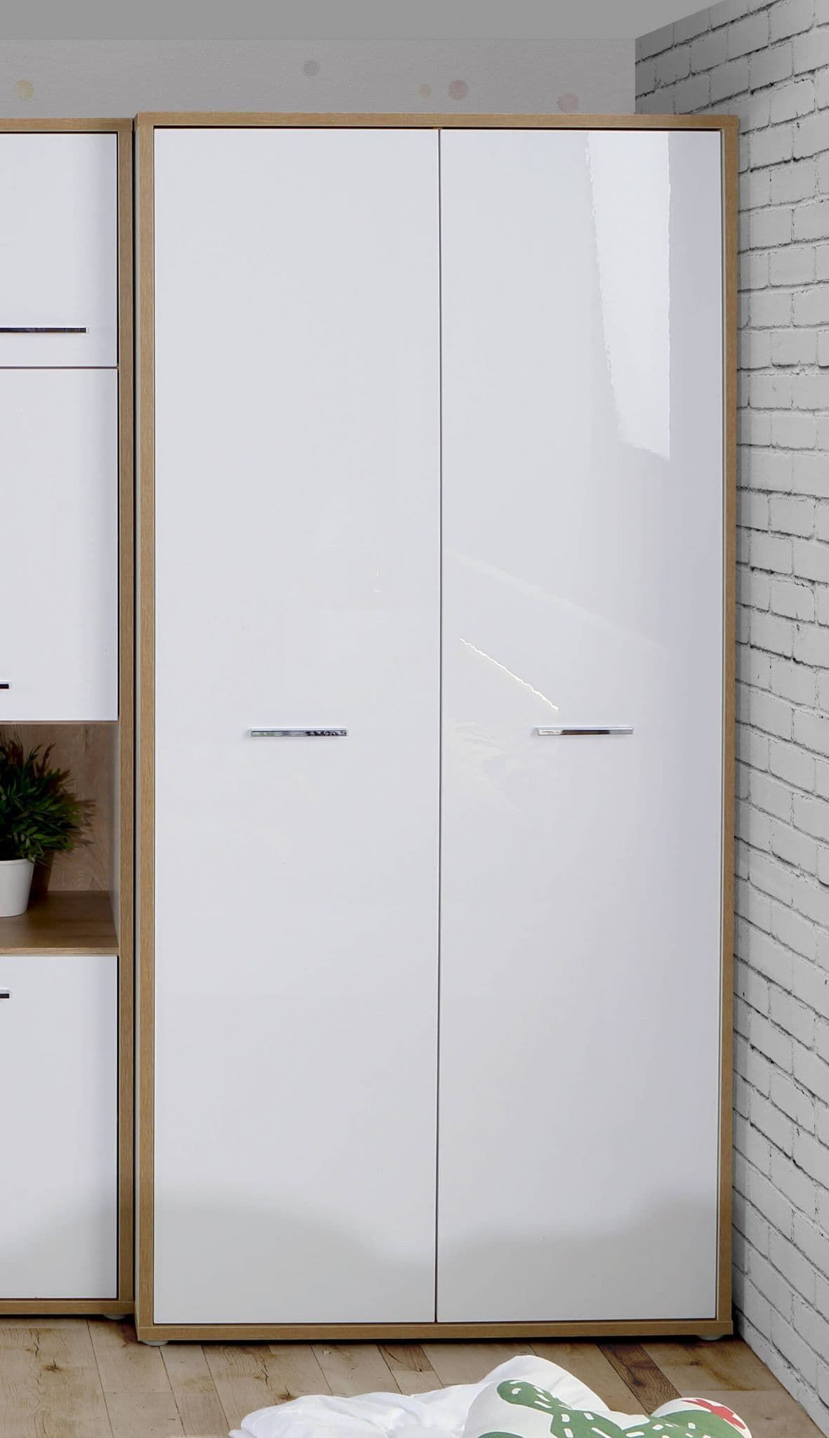 Arosa Double White Gloss Wardrobe Set|german Wardrobes – Furniturefactor Uk Intended For Oak And White Wardrobes (View 10 of 15)