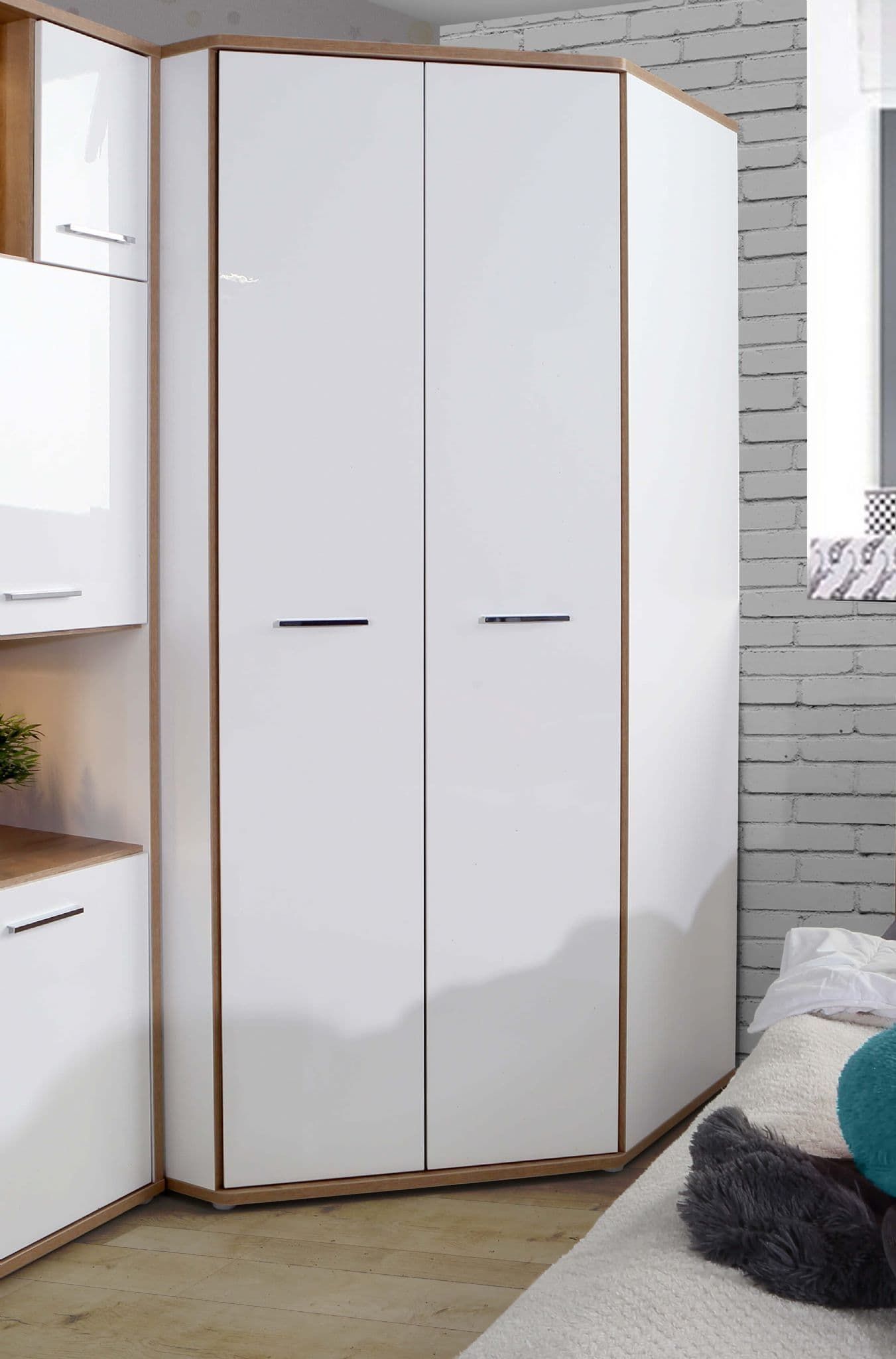 Arosa Double White Gloss Wardrobe Set|german Wardrobes – Furniturefactor Uk With Regard To 2 Door Corner Wardrobes (Photo 6 of 15)