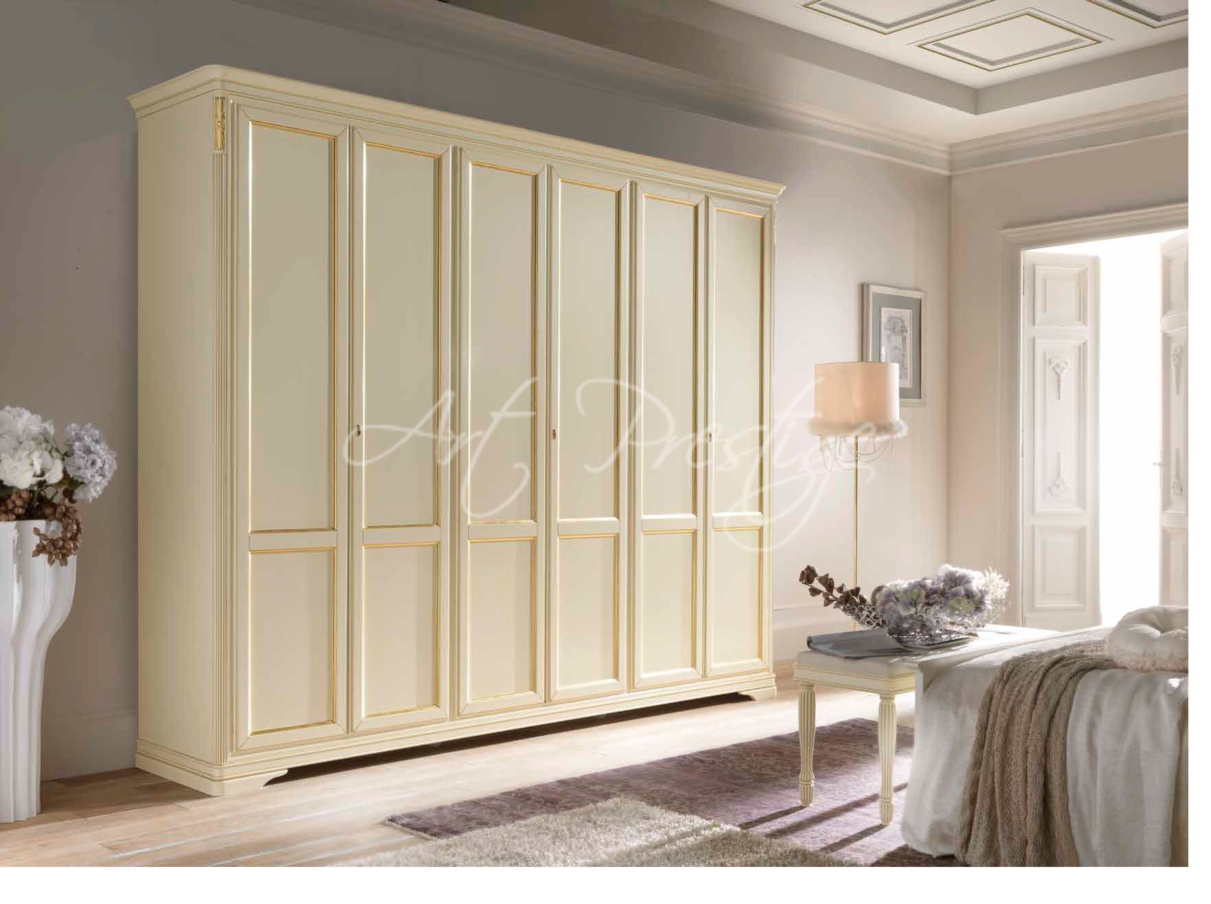 Art.625/t Ivory Wardrobe With Gold Finishings – Art Prestige – Luxury  Furniture Inside Ivory Wardrobes (Photo 2 of 15)