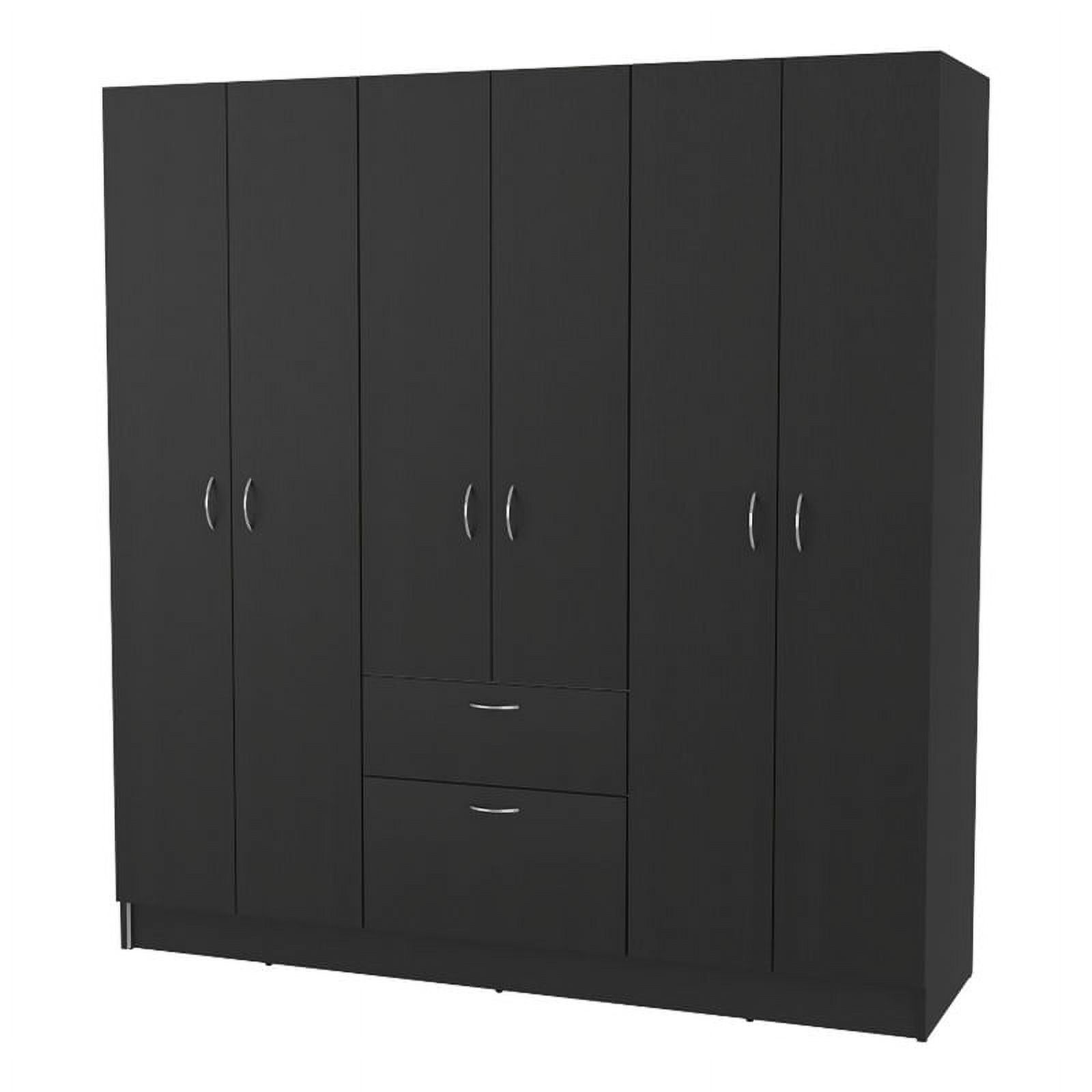 Atlin Designs 6 Door Modern Wood Bedroom Armoire In Black Wenge/white –  Walmart Throughout Black Wood Wardrobes (Photo 15 of 15)