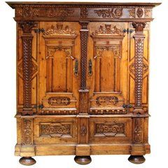 Austrian Baroque Two Doors Walnut Wood, Birch, Rosewood Wardrobe Cabinet –  Galleria Esposito For Baroque Wardrobes (View 11 of 15)