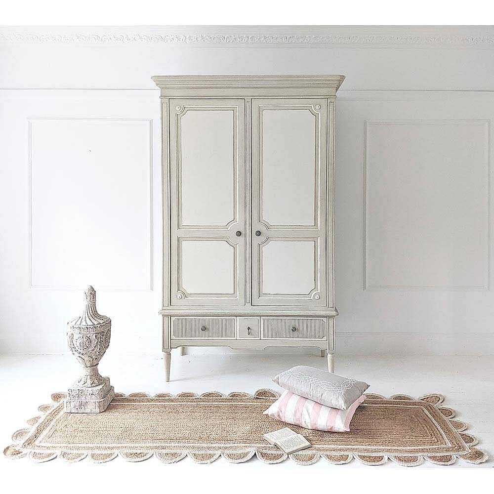 Avenue Montaigne 2 Door French Armoire | Gustavian Style Antique White  2 Door Wardrobe With Drawers With French Style Armoires Wardrobes (Photo 10 of 15)