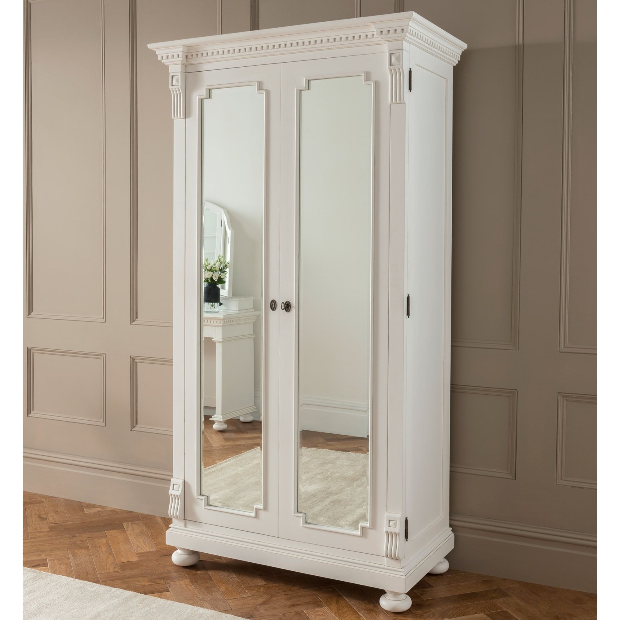 Bakersfield White Antique French Style Wardrobe | French Furniture For Antique French Wardrobes (View 12 of 15)