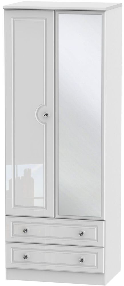 Balmoral High Gloss White 2 Door Tall Mirror Combi Wardrobe – Cfs Furniture  Uk Within High Gloss White Wardrobes (View 15 of 15)